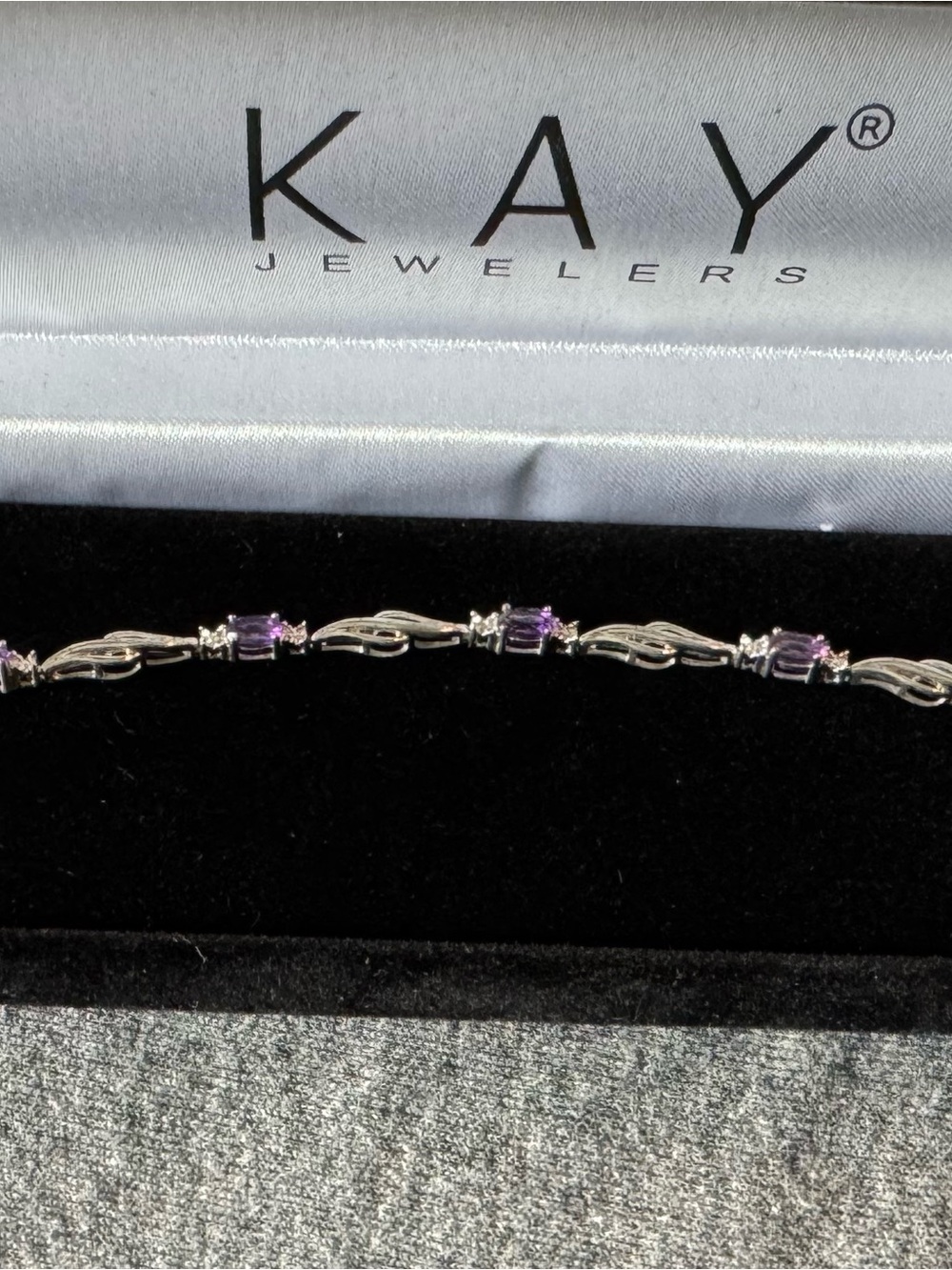 KAY Jewelers Sterling Silver Bracelet with Amethyst Stones